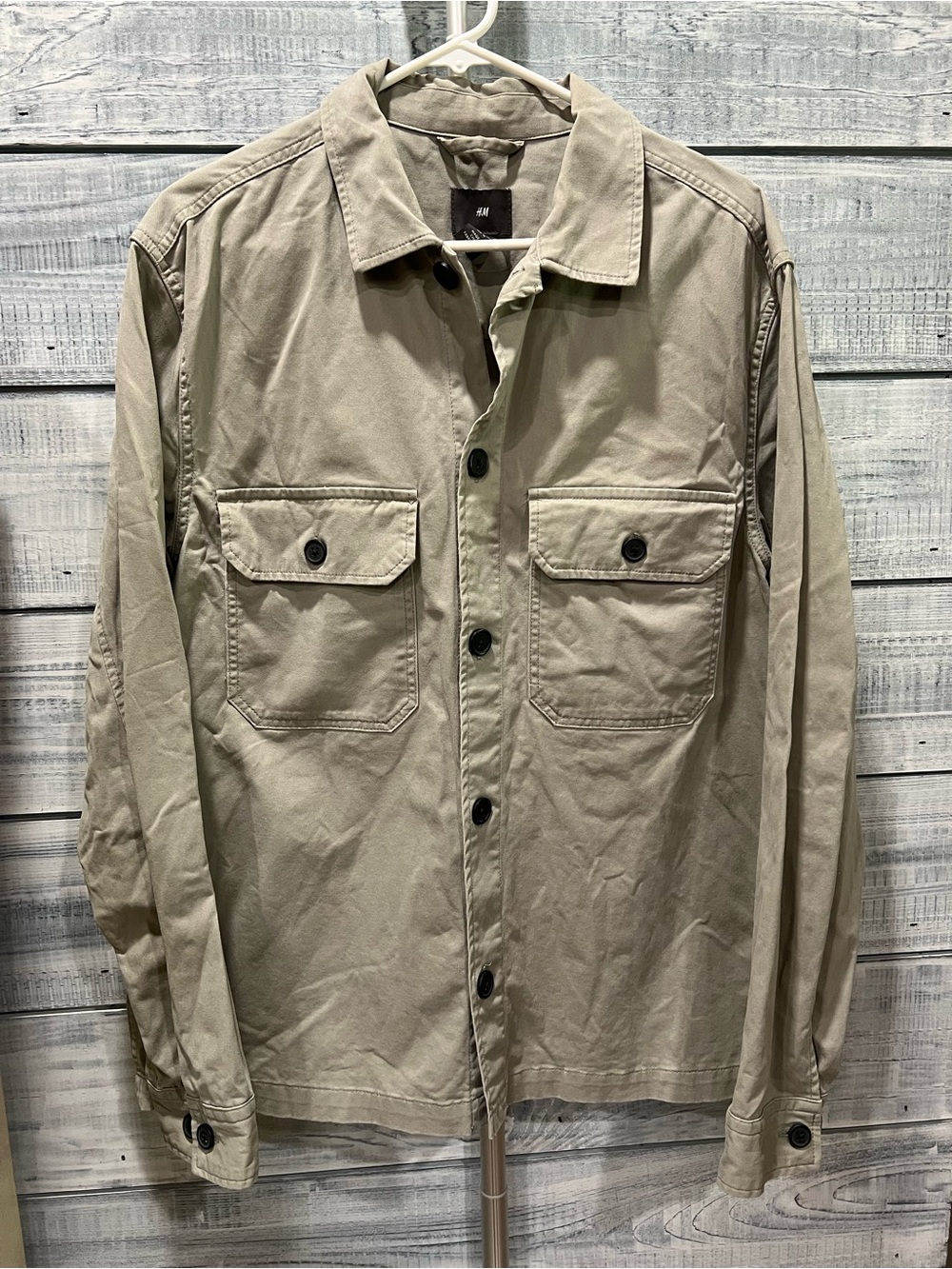 H&M Men’s Light Beige Utility Shirt Jacket